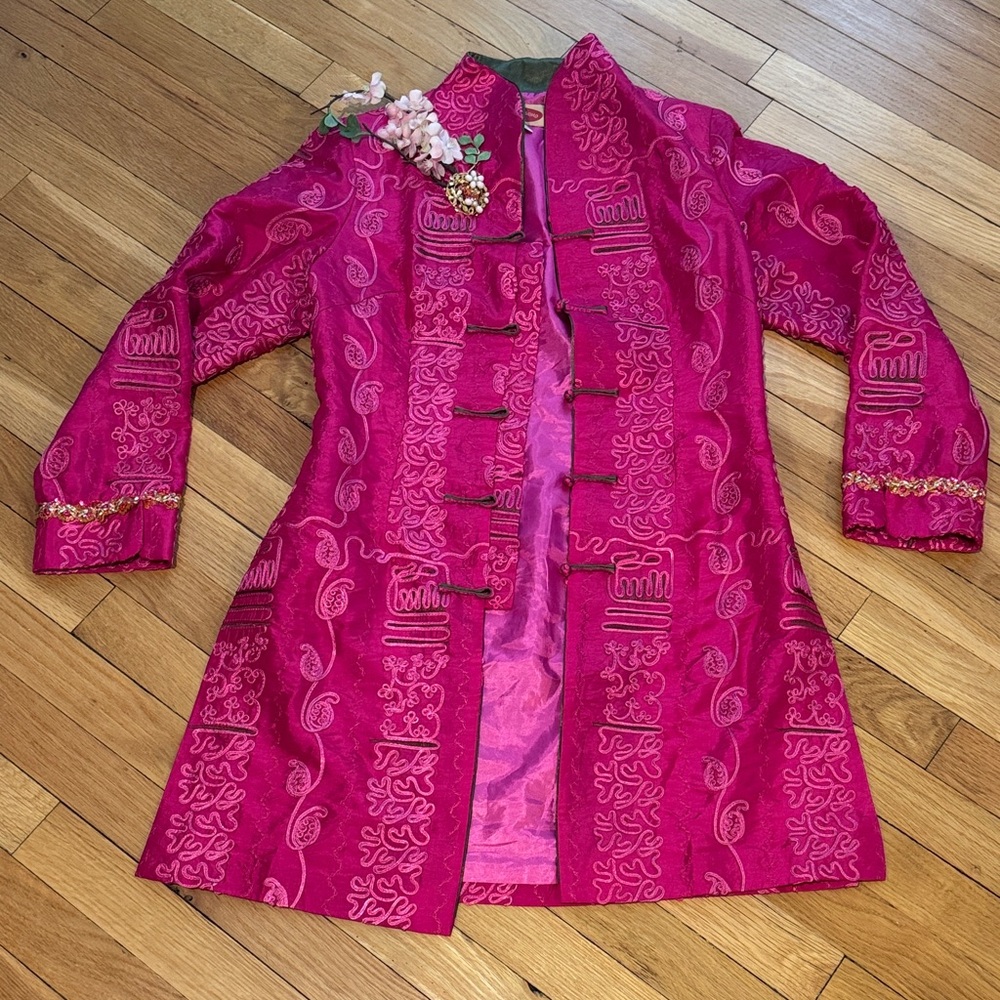 Shanghai SoHo Pink Silk Embroidered Coat